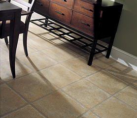 Heated tile floor in dining area