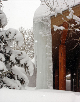 A mountain lodge in dire need of a roof deicing system