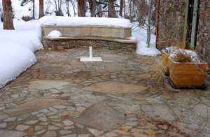 Snow melting system installed to heat outdoor area