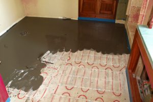 Installing radiant heat for heated bathroom floor