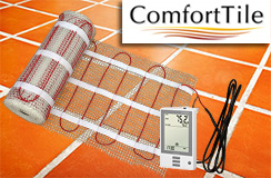 ComfortTile floor heating mat and thermostat