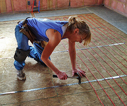 Installing radiant floor heating cable