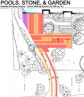 Professional design and layout of radiant heated driveway