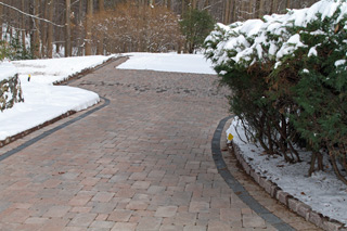 Heated driveway with brick pavers