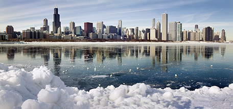Panorama of Chicago during winter