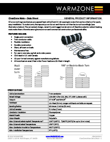 ClearZone snow melting mats data sheet.