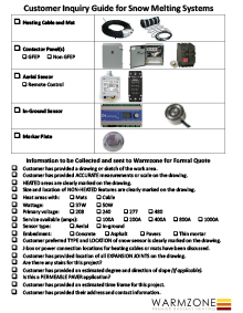 Customer inquiry guide for snow melting systems.