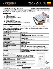 ComfortTile floor heating cable and mats data sheet.