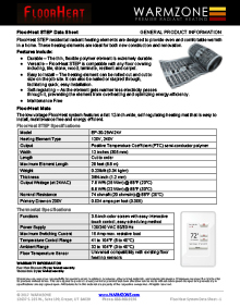 FloorHeat STEP floor heating system data sheet