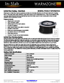 In-Slab floor heating cable data sheet