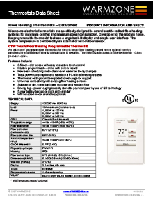 Floor heating thermostats data sheet