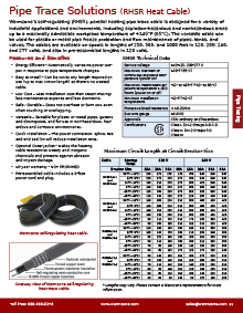 Self-regulating pipe trace cable data sheet