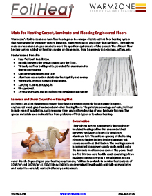FoilHeat floor heating systems data sheet.