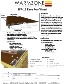 Data sheet for 12-inch heat trace roof heating panel
