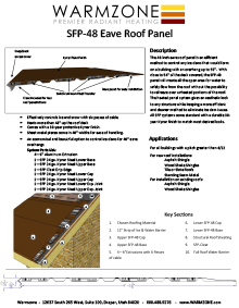 36-inch Heat trace roof heating panel data sheet