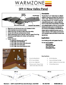 Roof heating panel for heating roof valleys data sheet