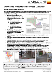 Warmzone products and services overview.