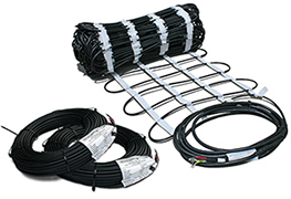 ClearZone heating cable in mat and rolled.