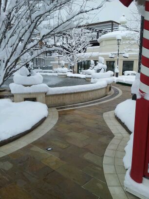 Heated pavers at outdoor mall.