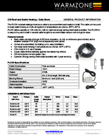 Warmzone constant wattage heat cable data sheet