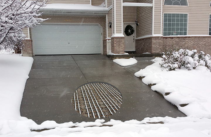Heated driveway with cut out