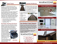 Warmzone tri-fold products and services brochure