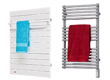 Warmzone bathroom radiant wall-mount heaters and towel warmers.