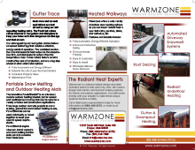 Warmzone tri-fold products and services brochure