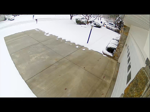 Heated driveway in operation