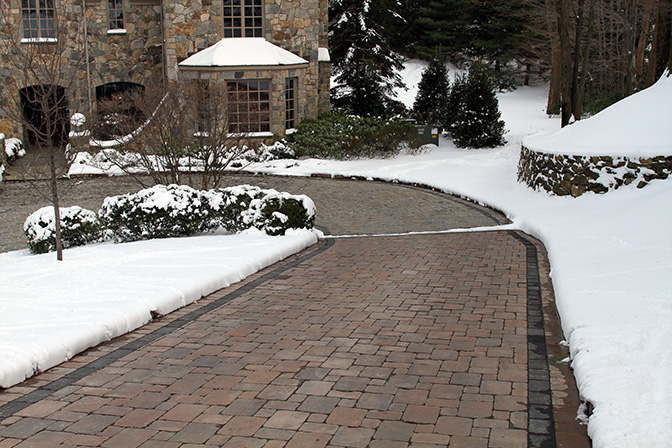 Radiant heated driveway installed