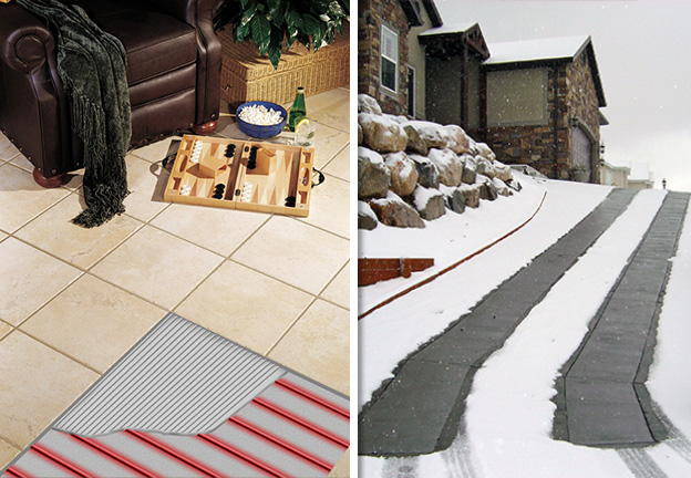 Heated floor and a heated driveway.