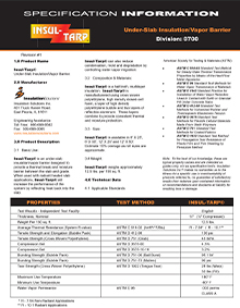 Insul-Tarp specification information brochure