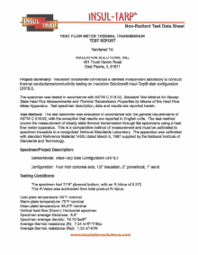 Insul-Tarp Non-radiant Test Data Sheet