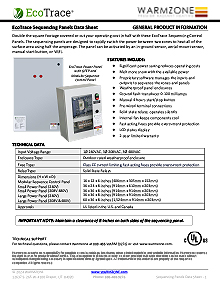 Sequencing panel data sheet for Warmzone snow melting systems