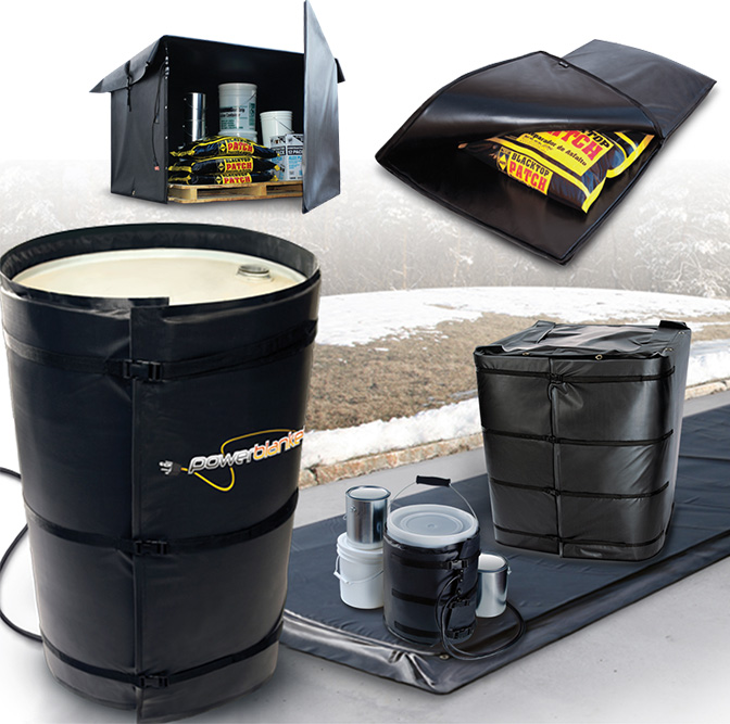Powerblanket portable heating mats, tote boxes and barrel warmers