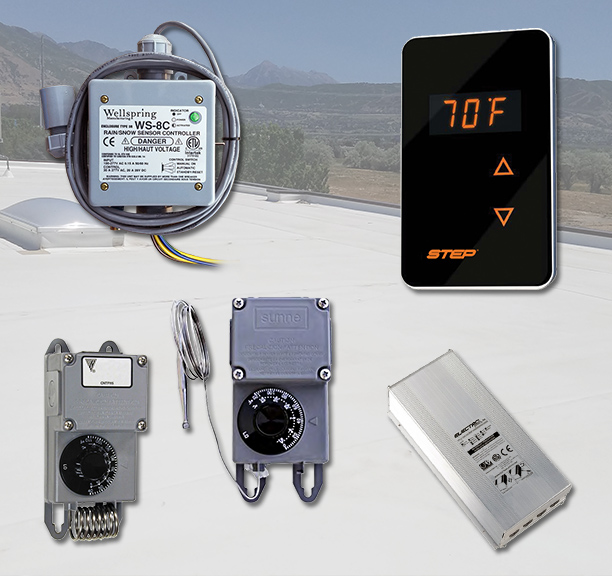 Roof de-icing system controls