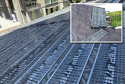 Low-voltage roof heating element installed in roof valley