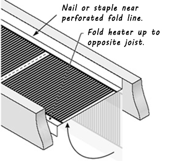 Installing the RetroHeat floor heating element between the floor joists