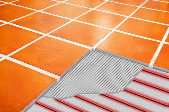 ComfortTile floor heating cable shown under tile floor