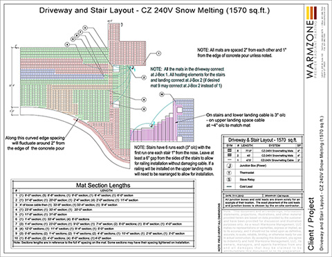 Example of a radiant heated driveway system layout