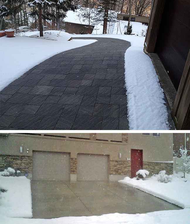 Radiant heated driveway installed under pavers