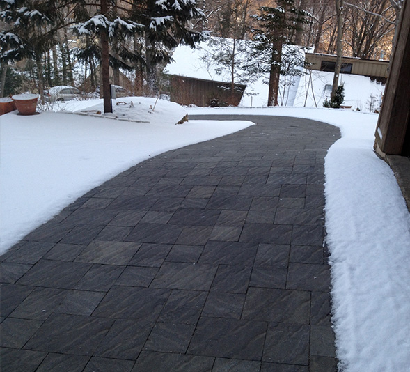 A radiant heated driveway