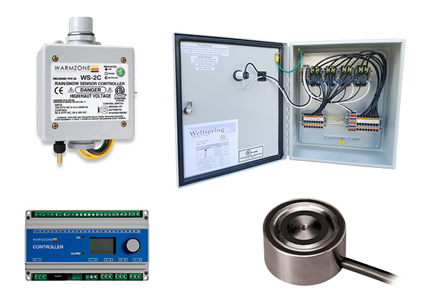 Snow melting system controls and activation devices