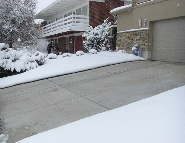 A ClearZone heated driveway after a snowstorm