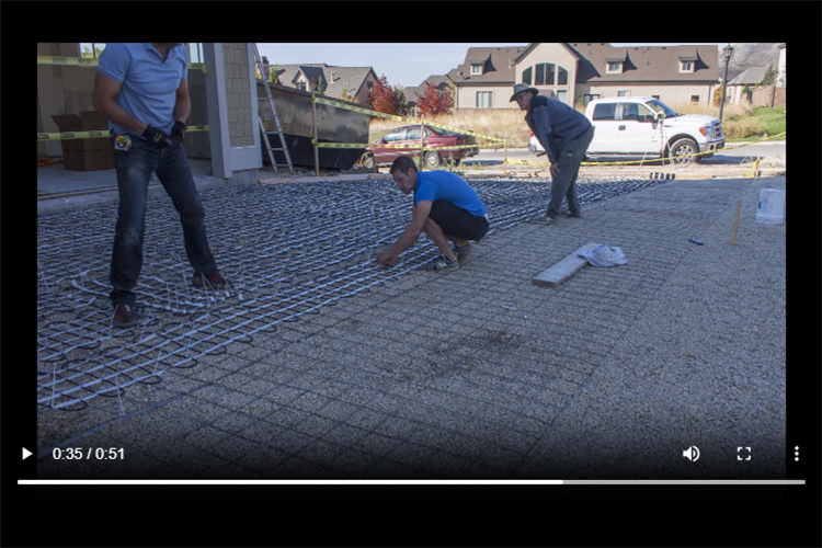 Radiant heat snow melting system installation, time lapse video