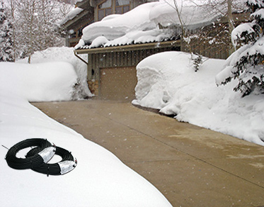 Radiant heated driveway of a mountain home