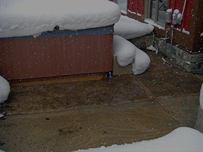 Snow melting system installed in patio