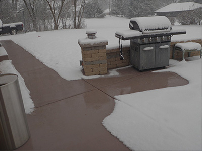 Radiant heated concrete patio