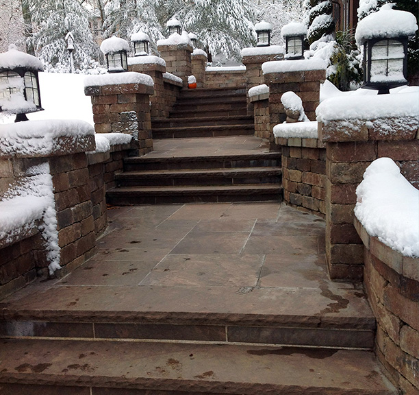 Heated paver steps and walkway