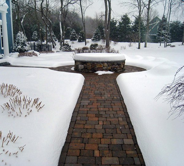 Snow melting system installed to heat walkway